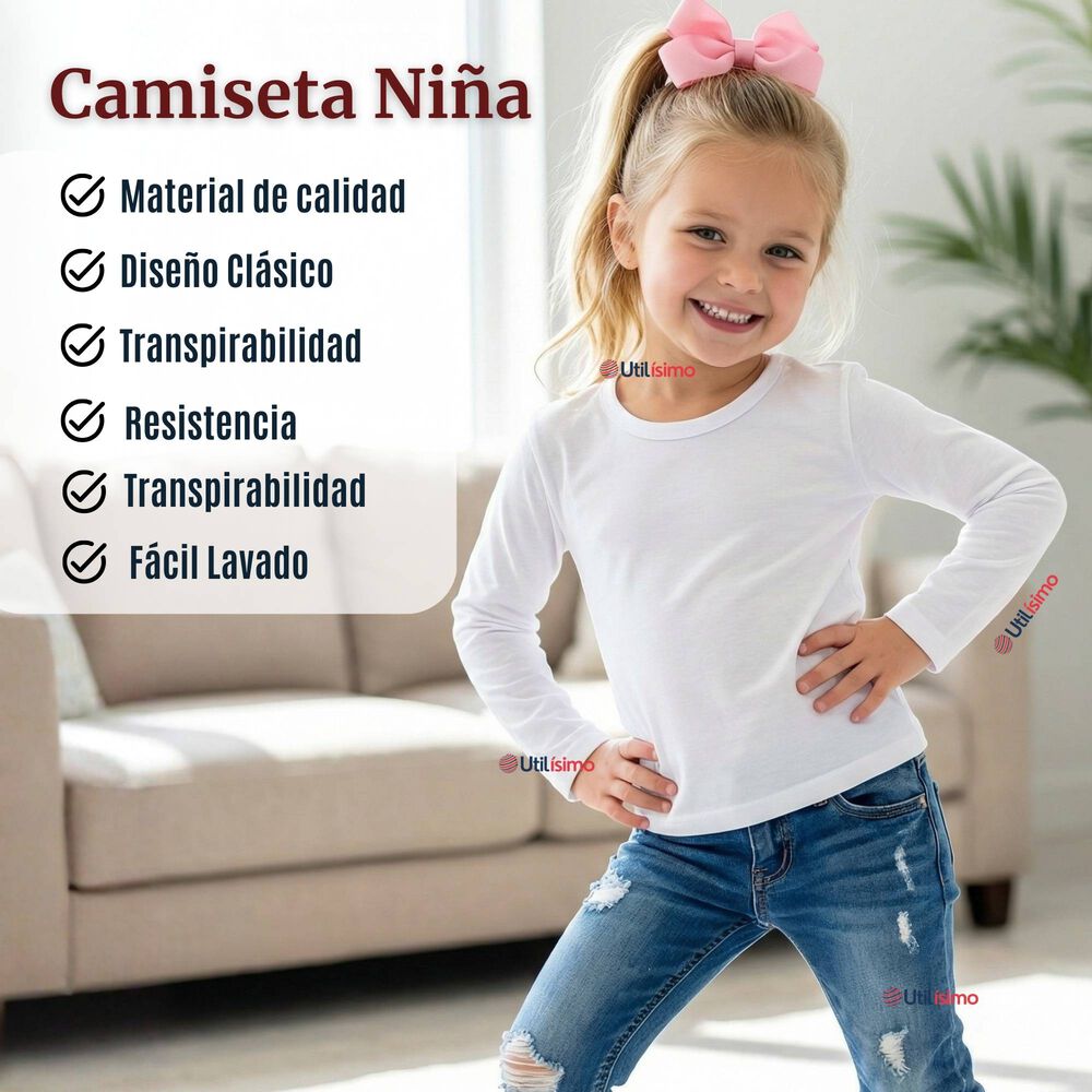 Pack 3 Camisetas Algod&oacute;n Manga Larga Polera Primera Capa Blanco Ni&ntilde;a image number 2.0