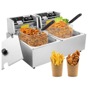 Freidora El&eacute;ctrica 12l Acero Inox 5500w Potente 2 Puestos