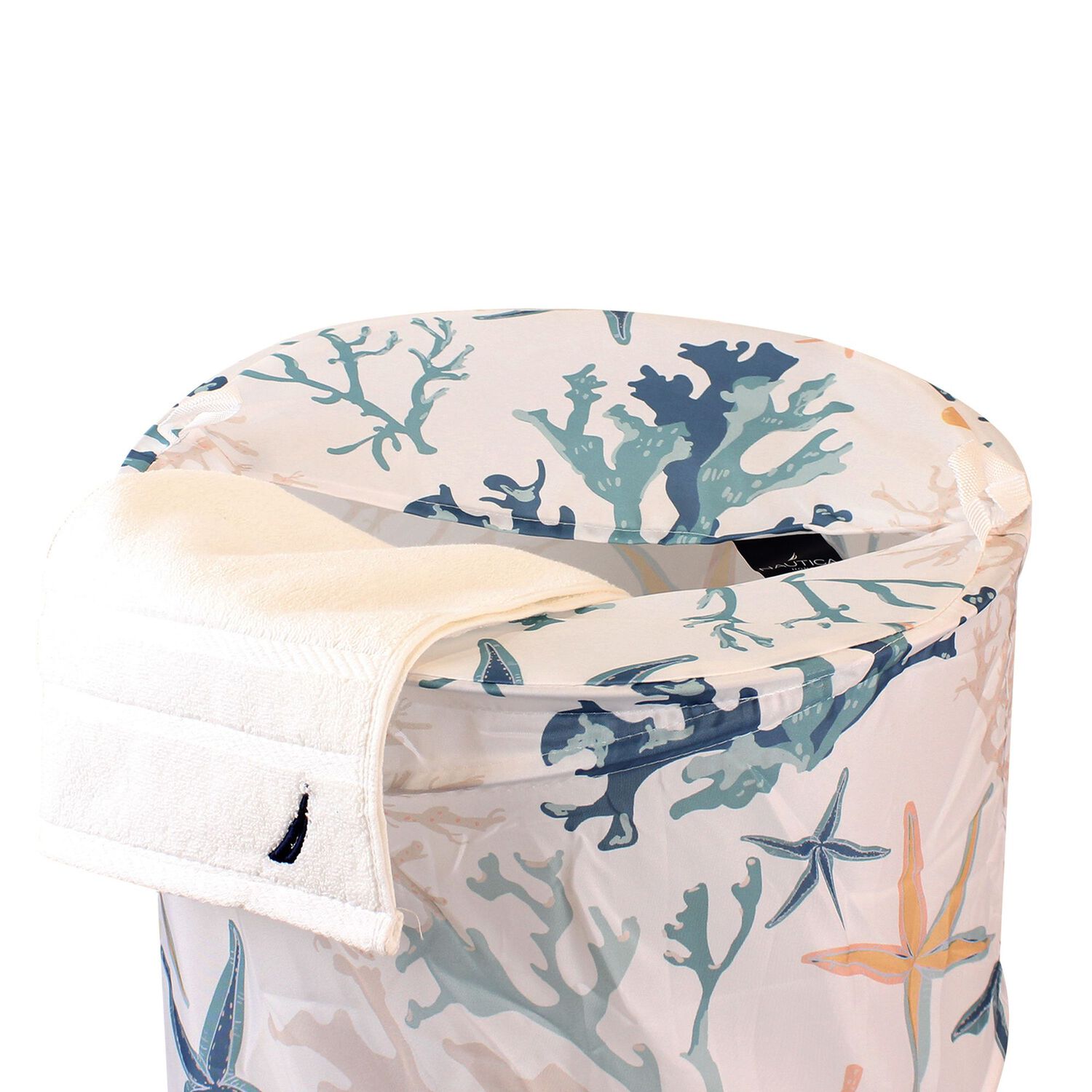 Set Para Ba&ntilde;o Nautica Home Cortina+alfombra+cesta Dise&ntilde;o Corales De Mar image number 6.0