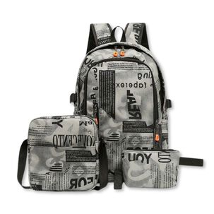 JUMP KIDS Pack Mochila Lonchera Estuche Grande 49cm Juvenil Y Escolar Grey