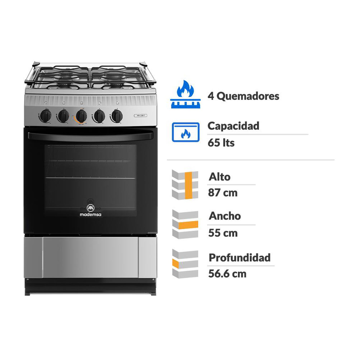 Cocina A Gas Mademsa MV 220 T / 4 Quemadores image number 1.0