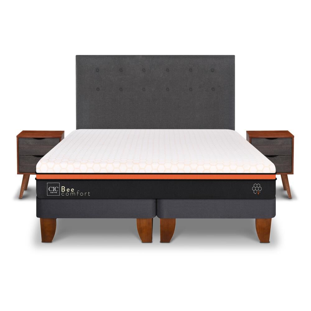 Cama Europea Cic Bee Comfort / 2 Plazas / Base Dividida + Set De Maderas image number 0.0