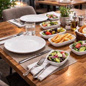 Set De 6 Platos Melamina Redondo Sin Borde Blanca 23 Cm L&iacute;nea Cl&aacute;sica