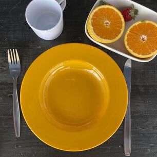 Set De 6 Plato Hondo De Policarbonato Amarillo 23cm