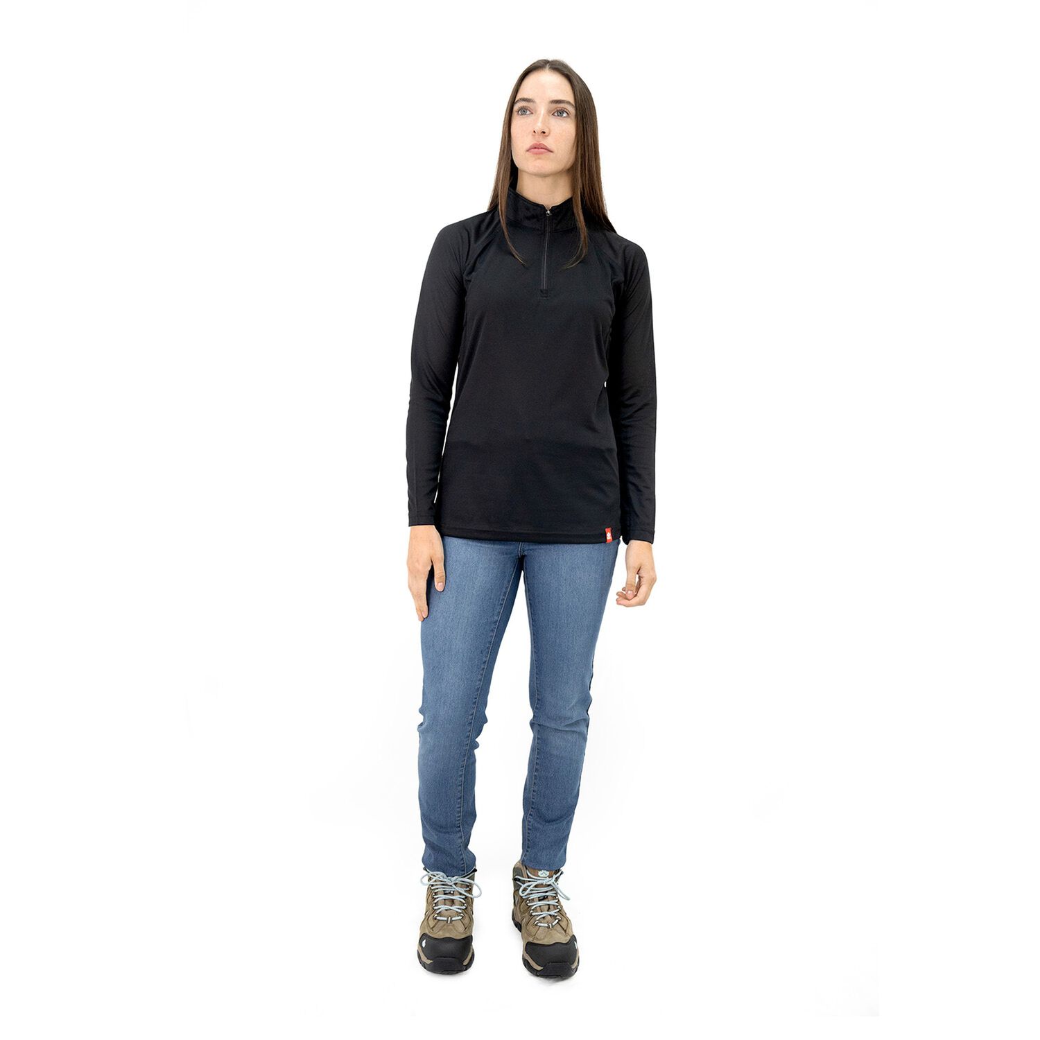 Polera Quebec Half-zip Negro Mujer image number 4.0