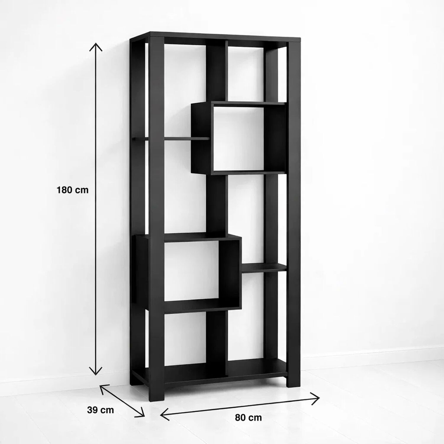 Estanter&iacute;a Prisma Noir Librero Geom&eacute;trico Moderno 39x80x180 - Negro image number 3.0