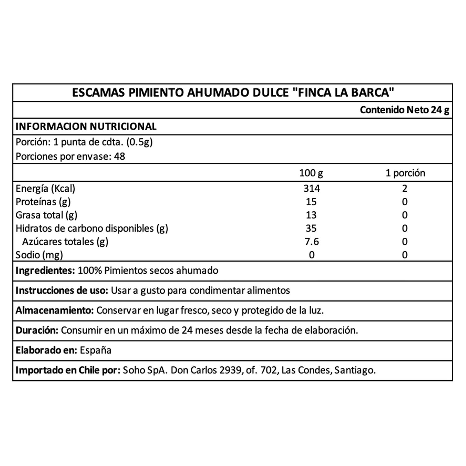 Escamas Pimiento Ahumado Dulce Finca La Barca 1 X 24 Gr image number 4.0