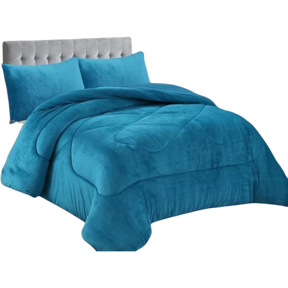 Cobertor De Invierno Plush Con Chiporro 1.5 Plazas + 1 Fundas De Almohada Azul image number 0.0