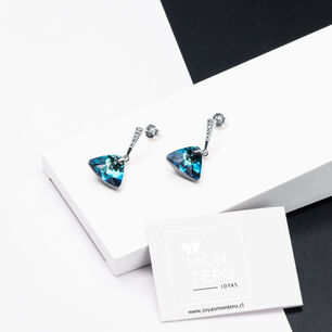 Aros Trinidad Cristales Genuinos Bermuda Blue