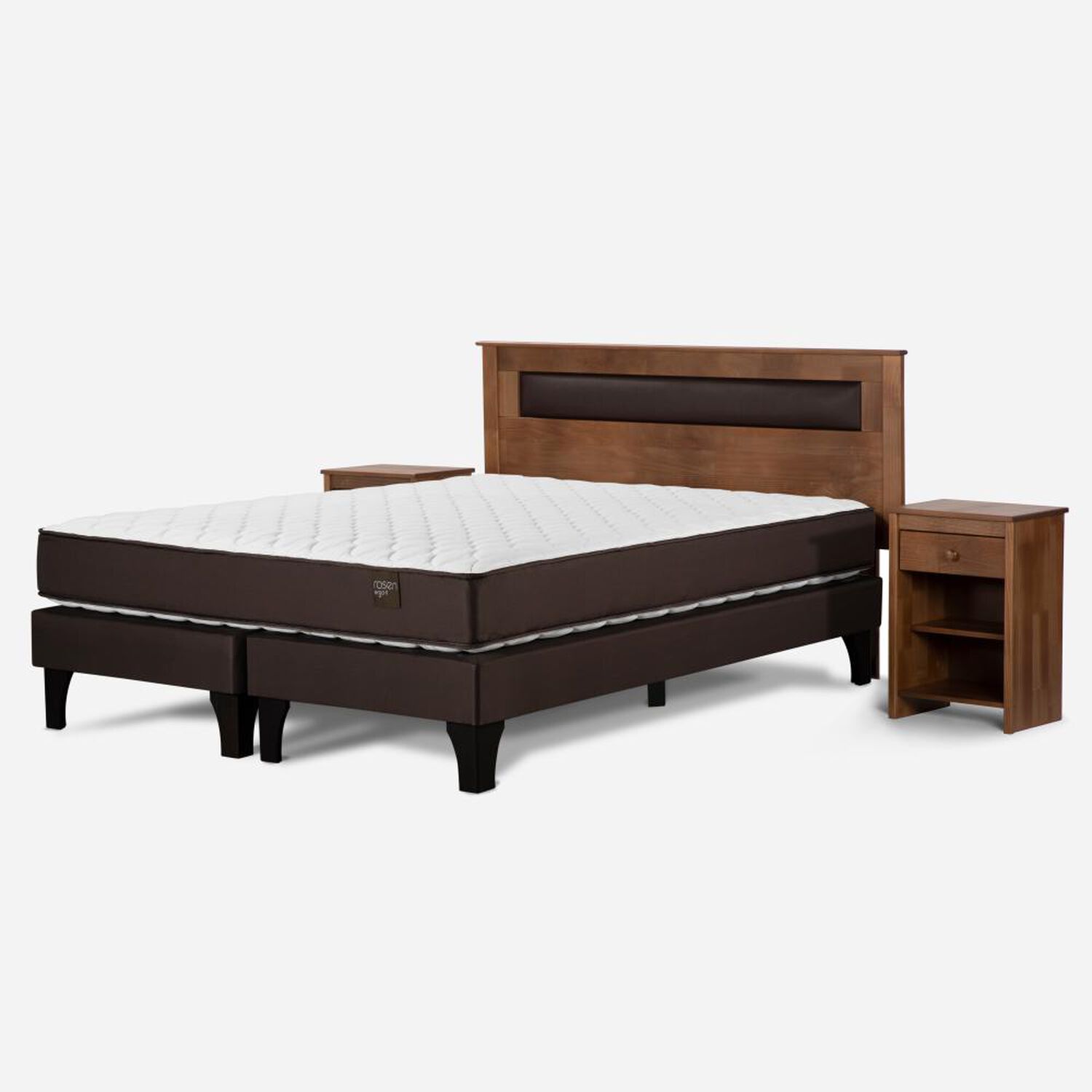 Cama Europea Rosen Ergo T / 2 Plazas / Base Dividida + Set De Maderas Ferrara + C&oacute;moda Baker image number 1.0