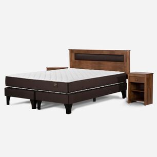 Cama Europea Rosen Ergo T / 2 Plazas / Base Dividida + Set De Maderas Ferrara + C&oacute;moda Baker