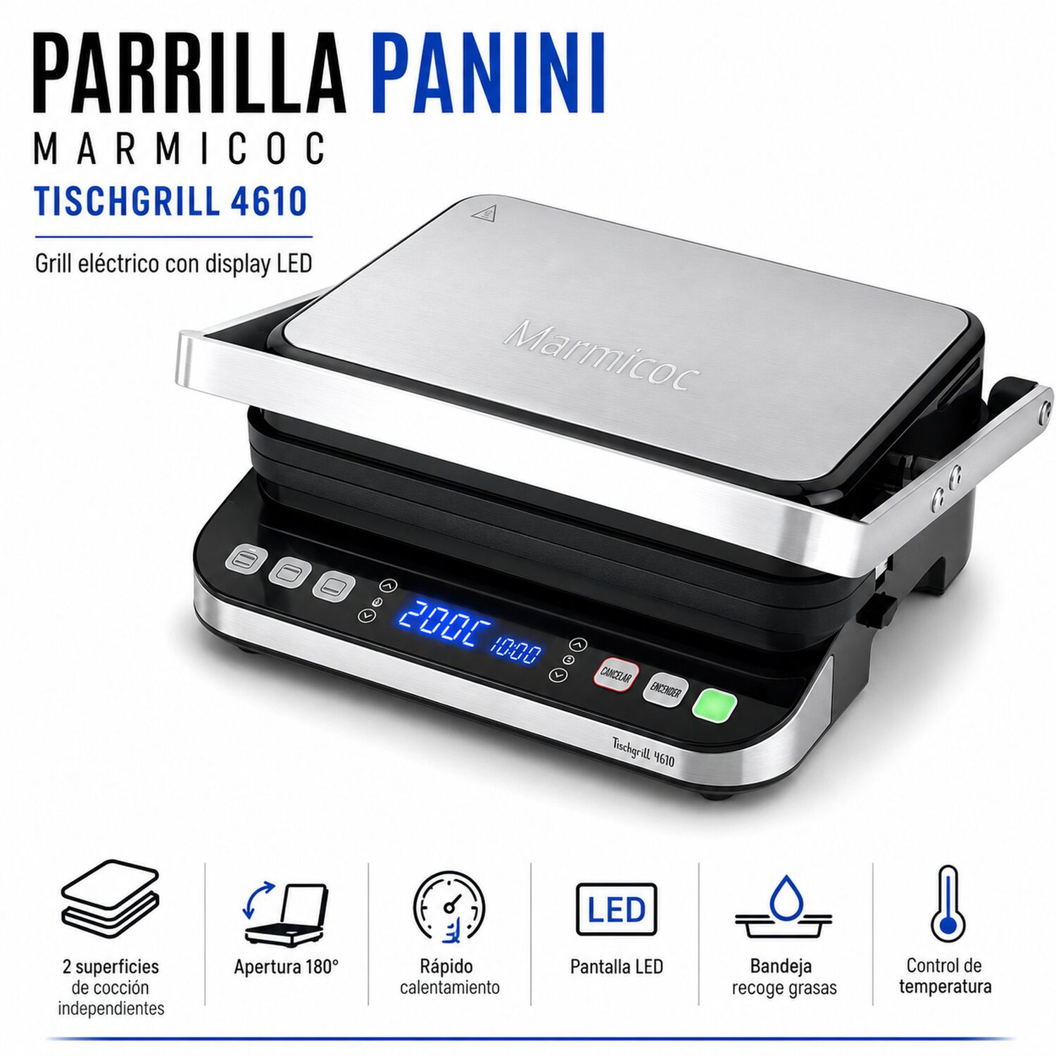 Panini Grill Profesional Marmicoc 4610 Inox Display Digital image number 8.0