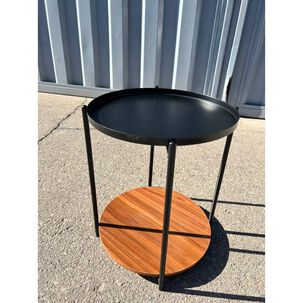Mesa Auxiliar Dos Niveles Madera Y Metal