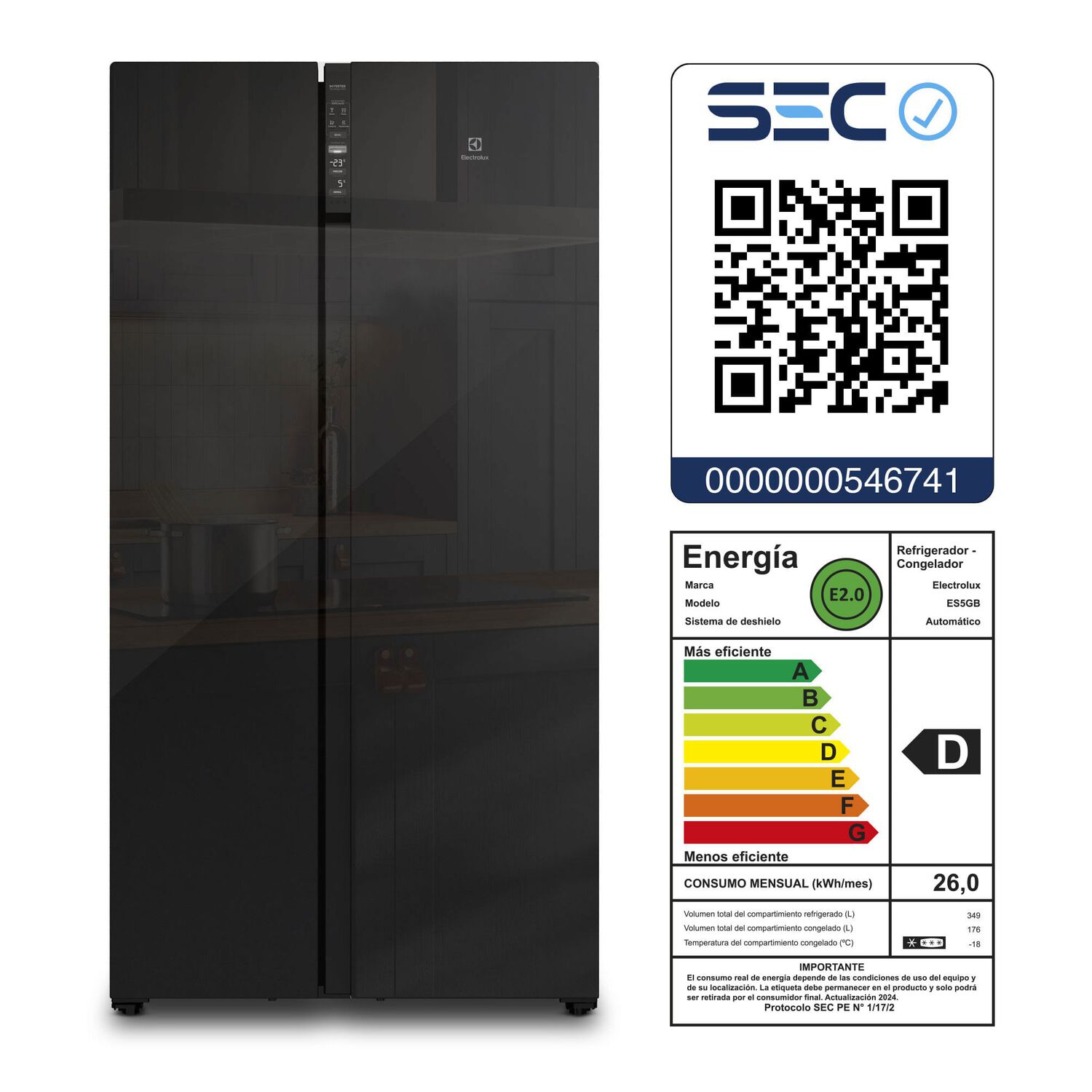 Refrigerador 525l No Frost Side By Side Inverter Es5gb Black image number 7.0