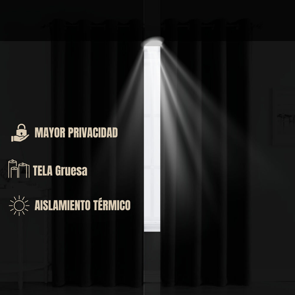 Cortina Engomada Termica 100% Blackout De Tipo Lino image number 5.0
