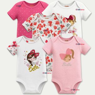 Pack 5 Bodys Manga Corta 100% Algod&oacute;n Tedmimak Ni&ntilde;a Lovely Bella