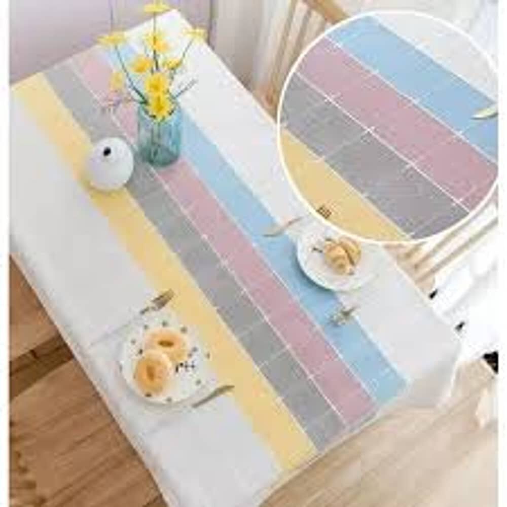 Mantel De Lino Combinado - Franja De Colores image number 0.0