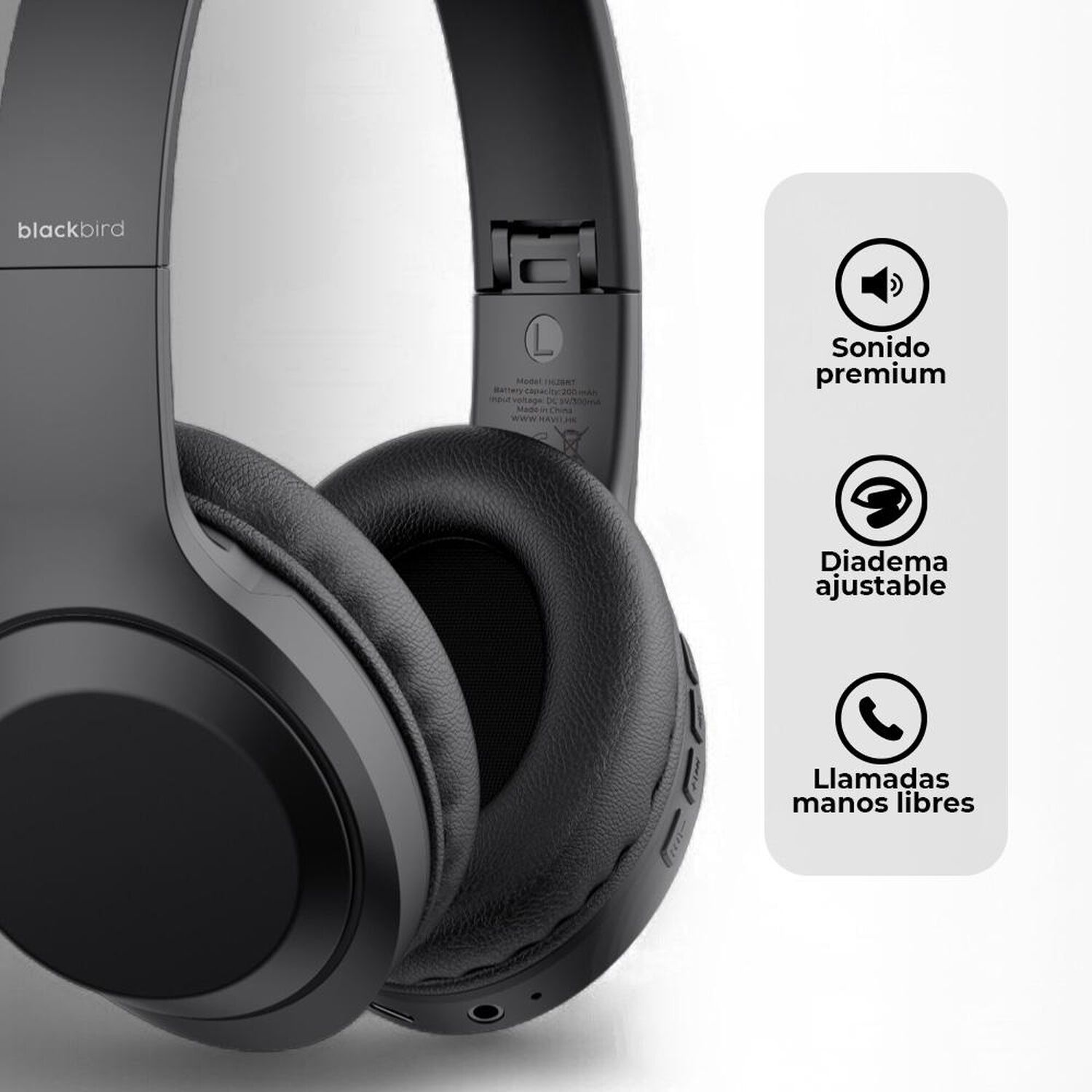 Combo Parlante Bluetooth + Audifono Bluetooth Blackbird Ba-003b image number 1.0