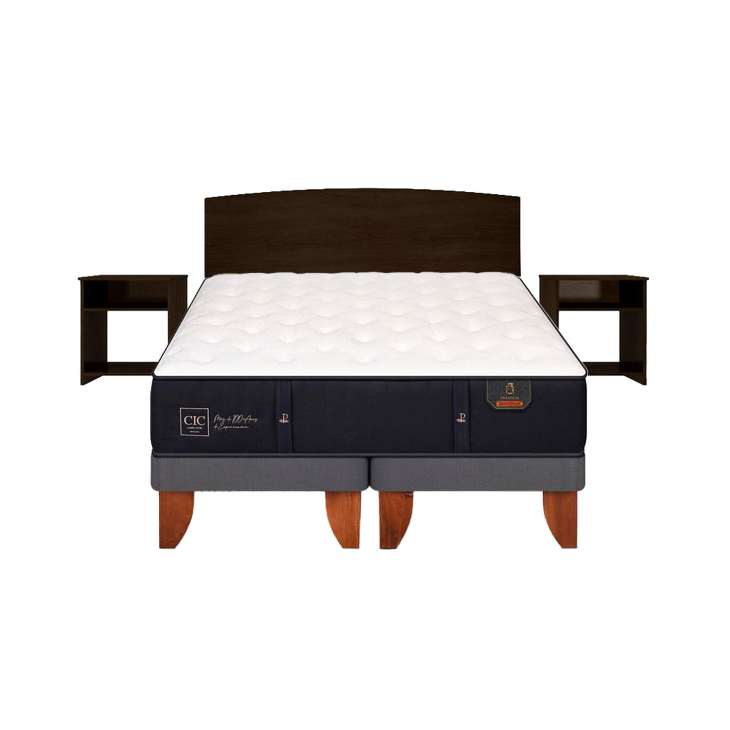 Cama Europea Cic Premium / 2 Plazas / Base Dividida + Set De Maderas Dakar image number 0.0