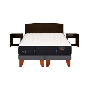 Cama Europea Cic Premium / 2 Plazas / Base Dividida + Set De Maderas Dakar