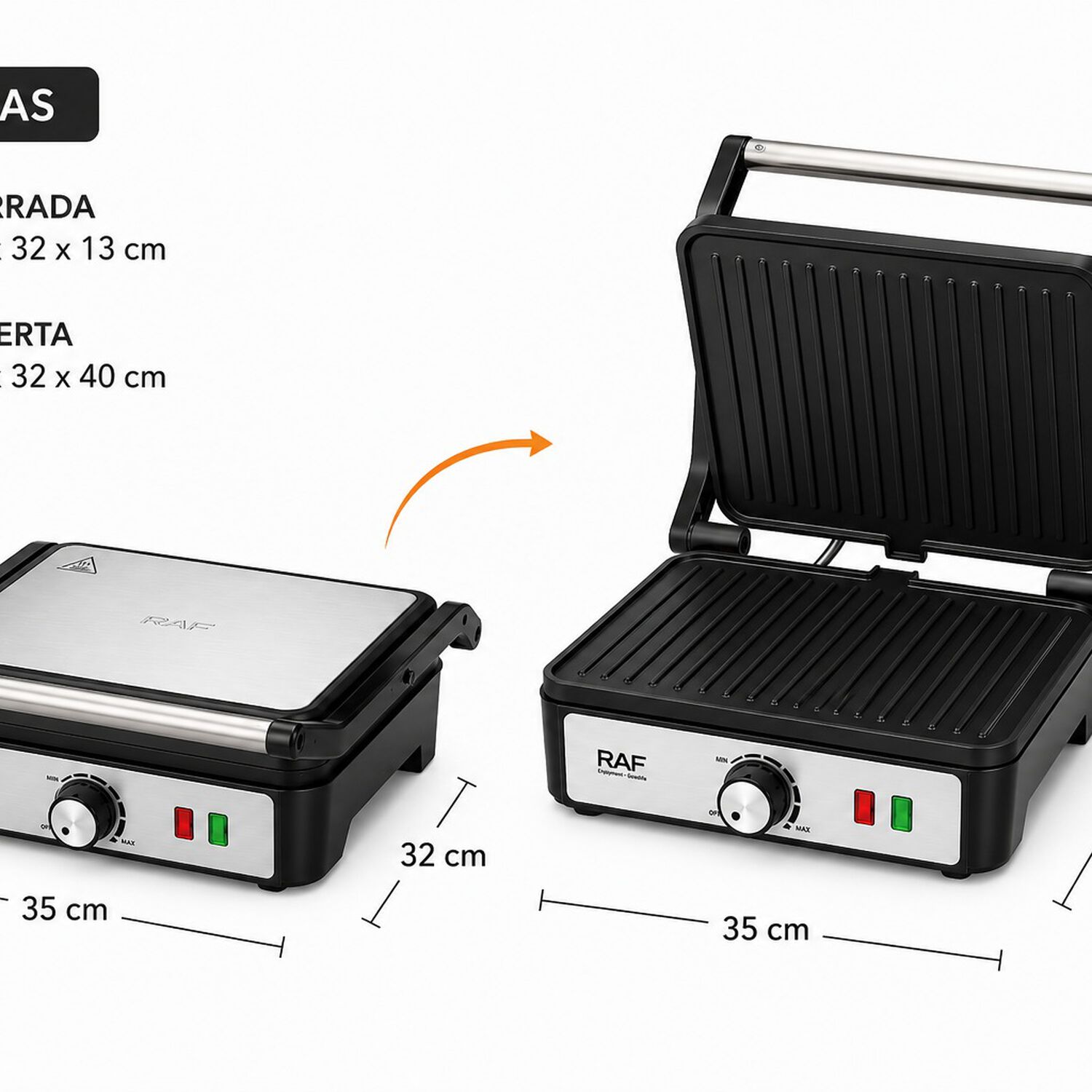 Tostador Panini Plancha Parrillera 2000w Con Grill Color Cromo Con Negro image number 7.0