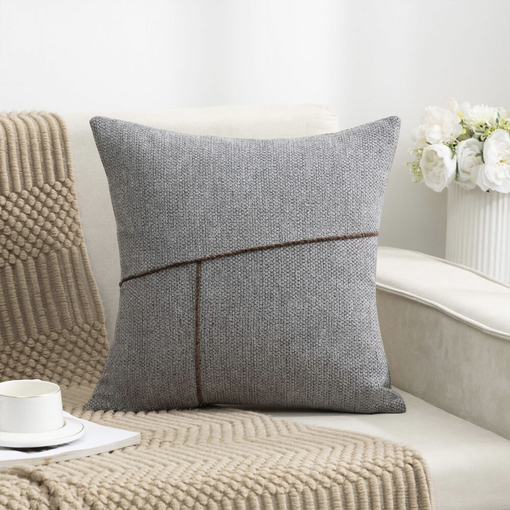 Pack De 02 Fundas De Cojin - Chenille Detalle En Yute 45x45cm Gris image number 2.0