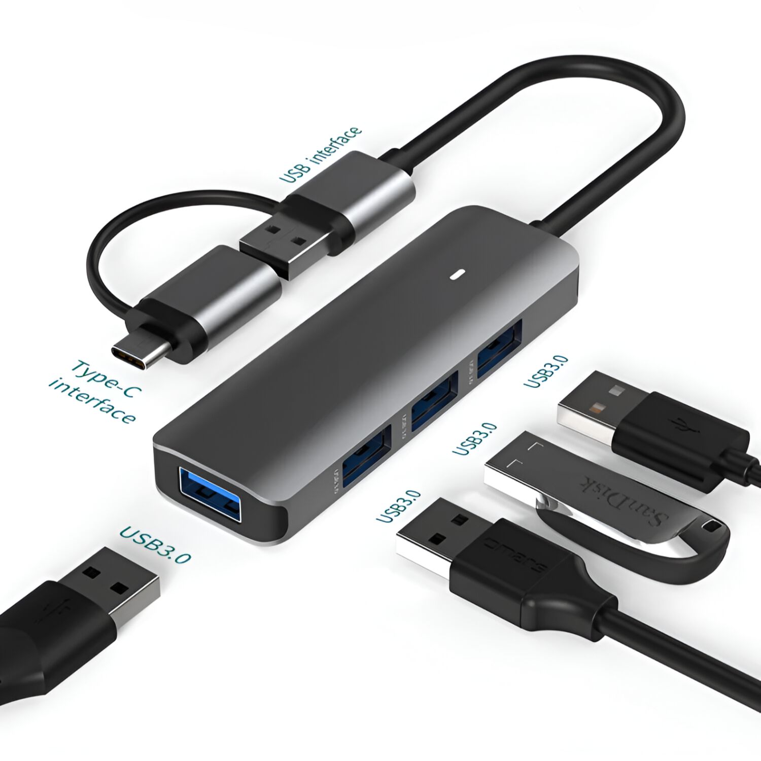 Hub Usb 3.0 + Adaptador Type-c 5 Gbps Tecmaster Tm-100543 image number 3.0