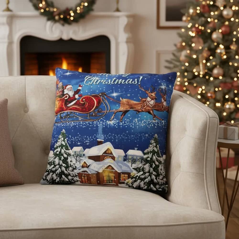 Set De 2 Cojines 45x45cm Navidad - Trineo Azul image number 1.0