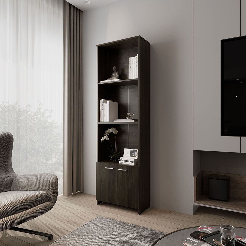Biblioteca 2 Puertas 3 Estantes Fm-007o Caf&eacute; Oscuro image number 4.0