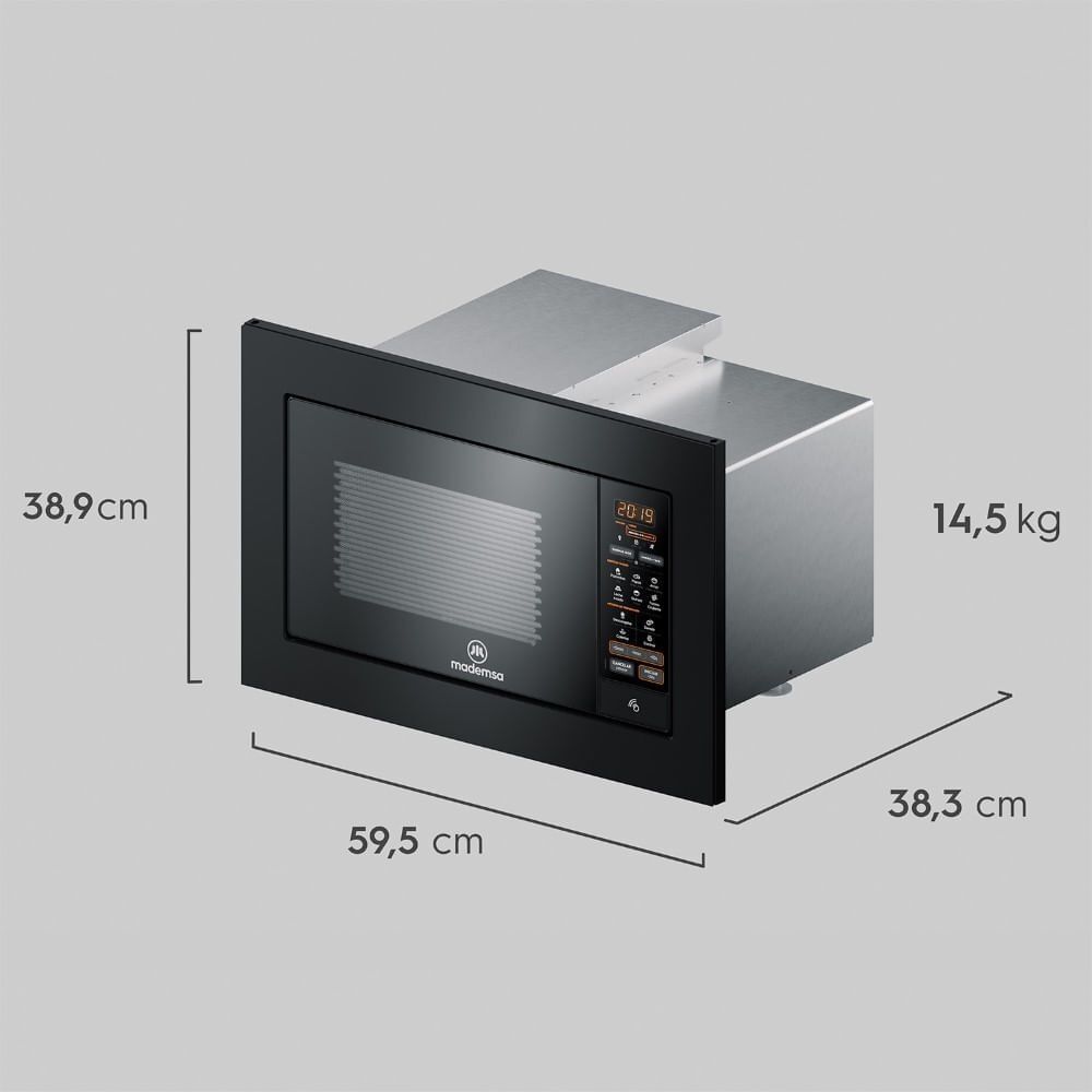 Microondas Empotrable Mademsa 27 Litros Digital Mm2en Negro image number 2.0