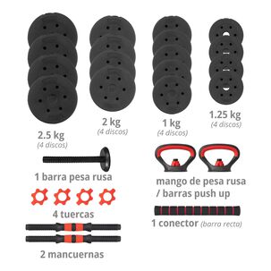 Set Mancuernas 30 Kg 3 En 1 Barra Ajustables