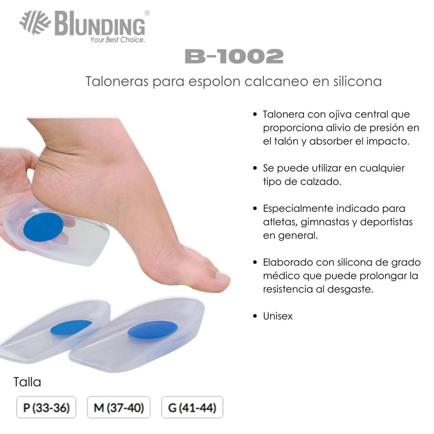 Taloneras Para Espolon Calcaneo En Silicona Talla S-blunding image number 1.0
