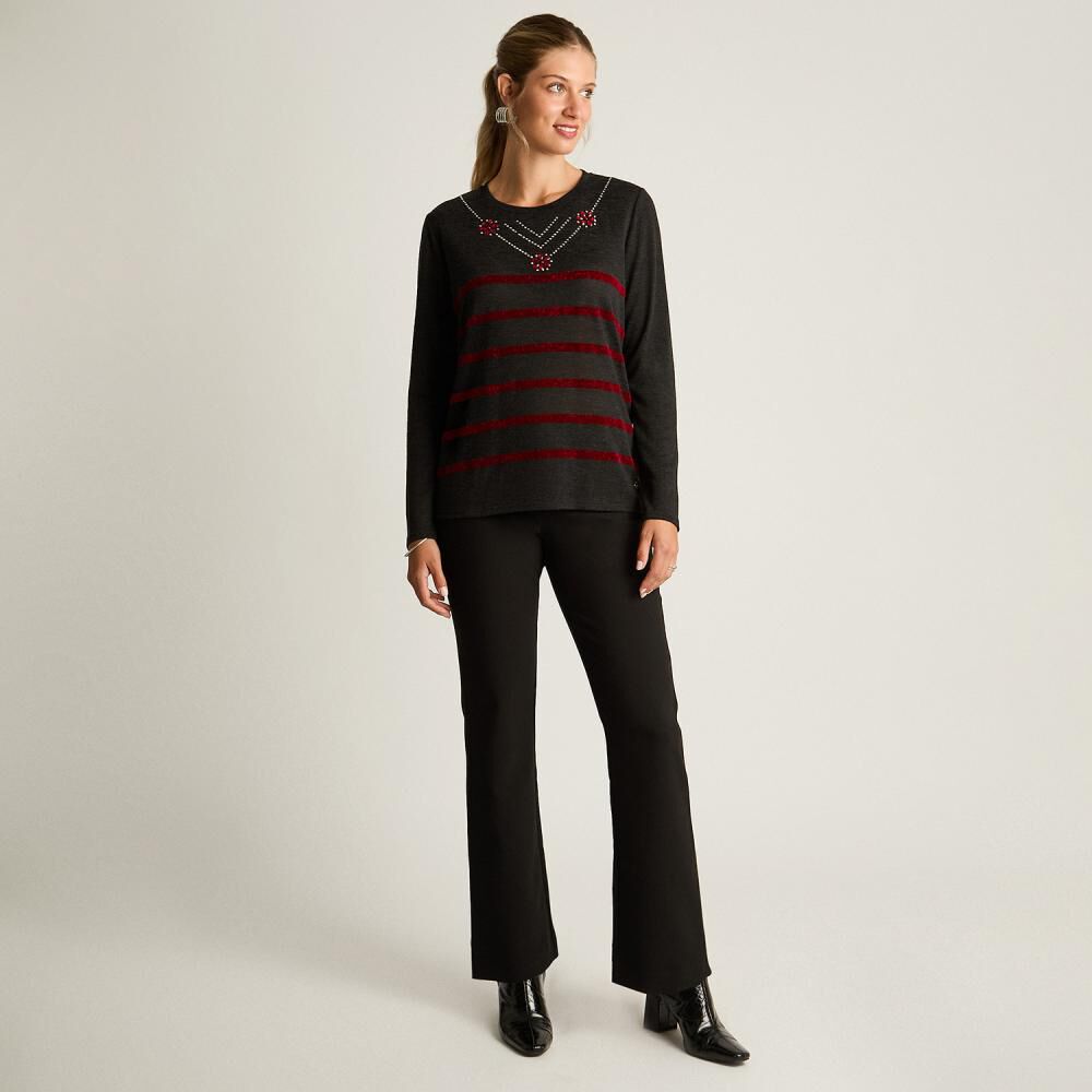 Sweater Manga Larga Con Strass Cuello Redondo Mujer Lorenzo Di Pontti image number 1.0