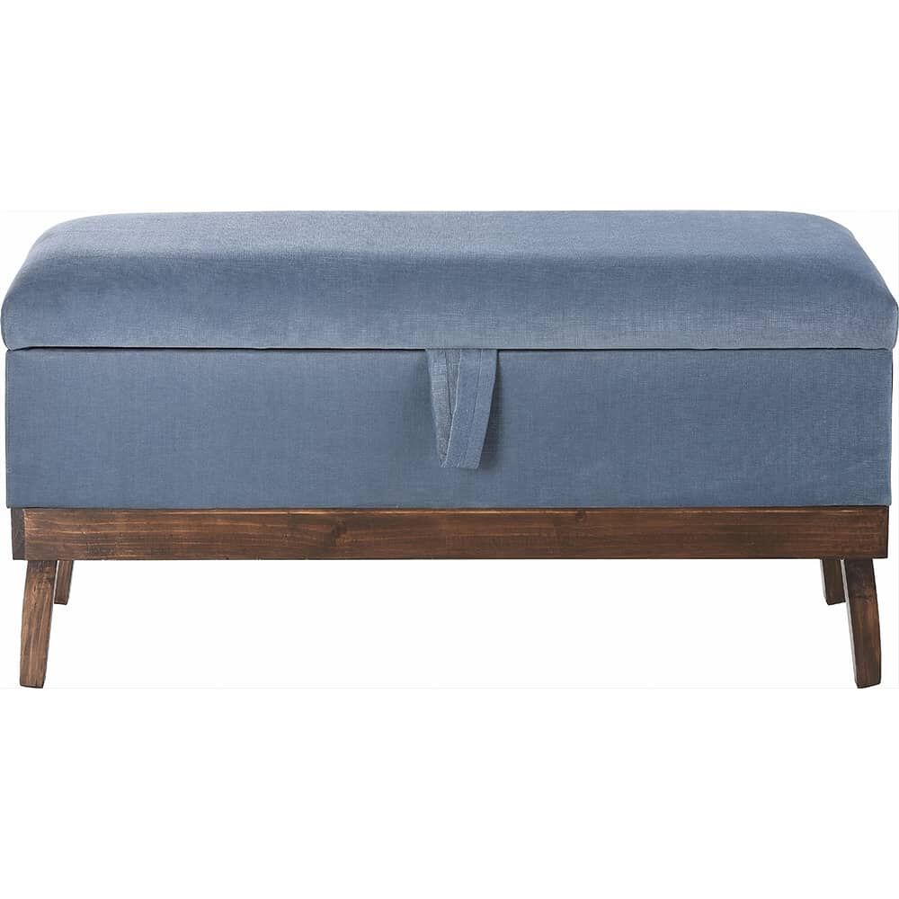 Banqueta Con Ba&uacute;l Incy Azul Petr&oacute;leo Felpa 120x40x50 Cm M&aacute;xima Design image number 0.0