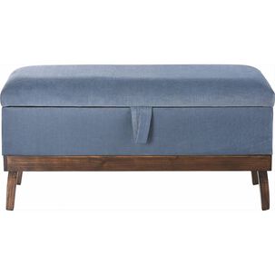 Banqueta Con Ba&uacute;l Incy Azul Petr&oacute;leo Felpa 120x40x50 Cm M&aacute;xima Design