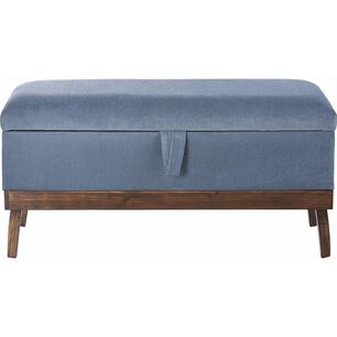 Banqueta Con Ba&uacute;l Incy Azul Petr&oacute;leo Felpa 120x40x50 Cm M&aacute;xima Design