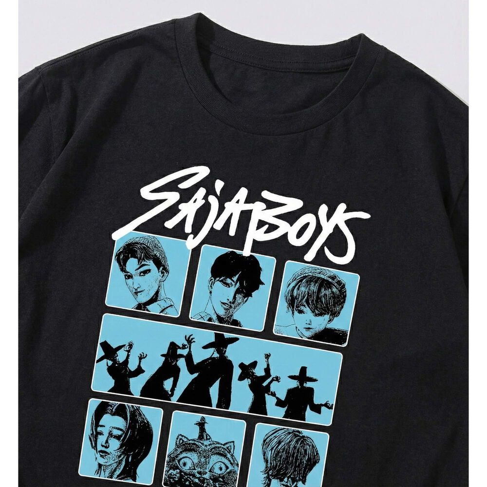 Polera Manga Corta Ni&ntilde;o Saja Boys Negro Kpop Demon Hunters image number 3.0