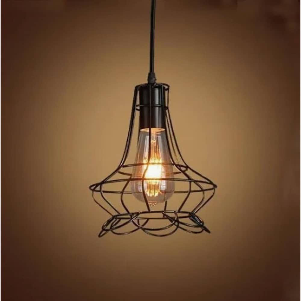 Lampara Jaula De Hierro Colgante + Ampolleta Led Vintage image number 1.0