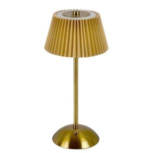 L&aacute;mpara De Mesa Led Recargable Usb Inal&aacute;mbrica Plisada Color Dorado.