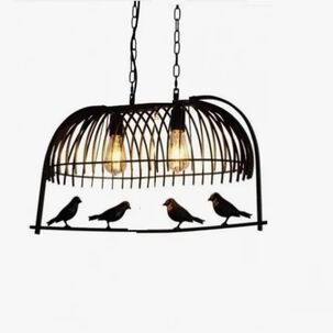 Lampara Colgante Dise&ntilde;o Jaula 4 Pajaros 2 Ampolletas