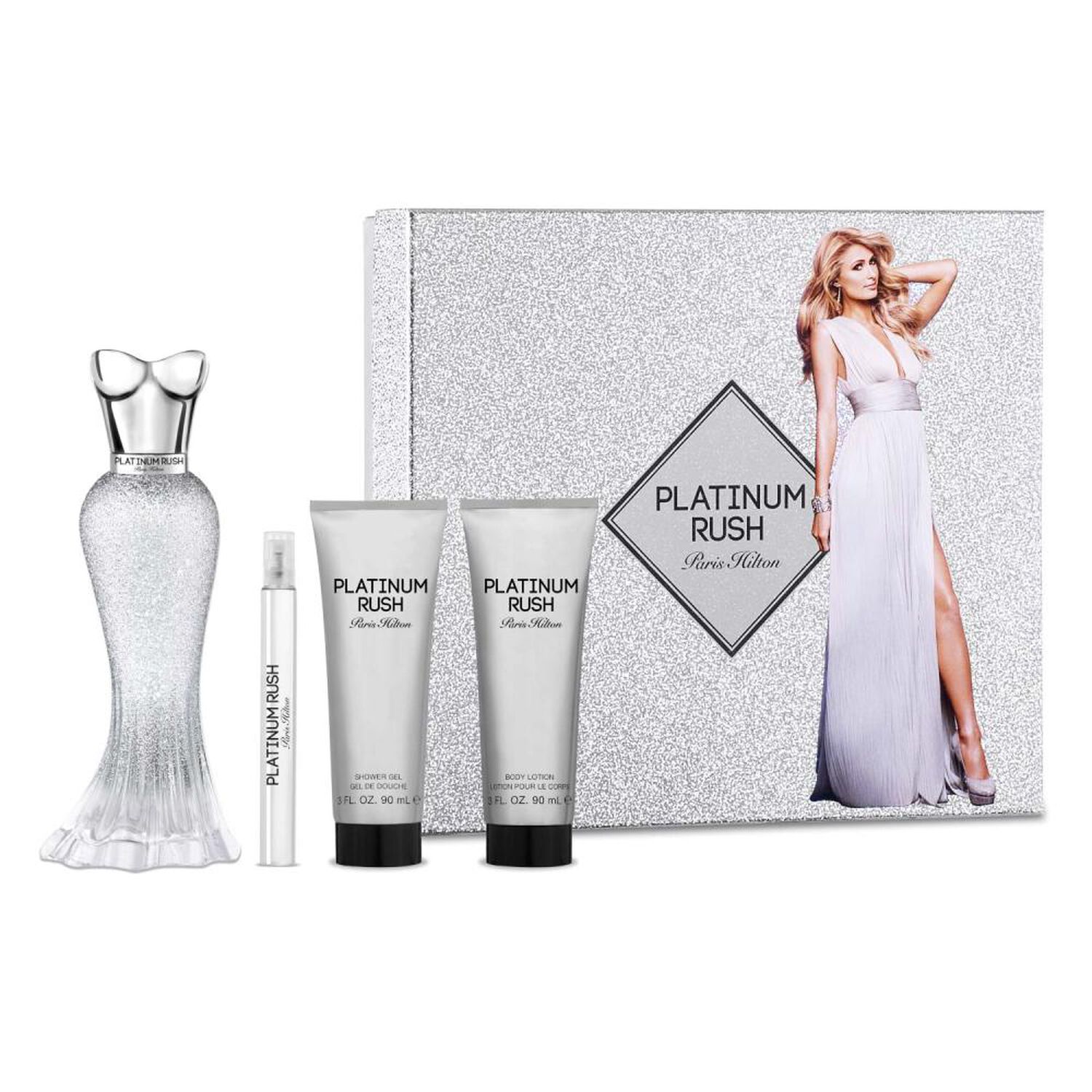 Set De Perfumer&iacute;a Mujer Platinum Rush Paris Hilton / 100 Ml / Edp + Body Lotion + Shower Gel + Perfumero image number 0.0