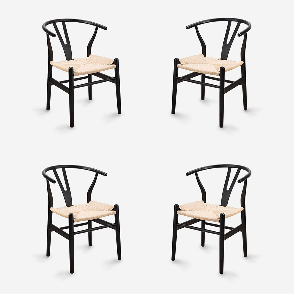 Pack 4 Sillas De Comedor Wishbone Madera Negra image number 0.0