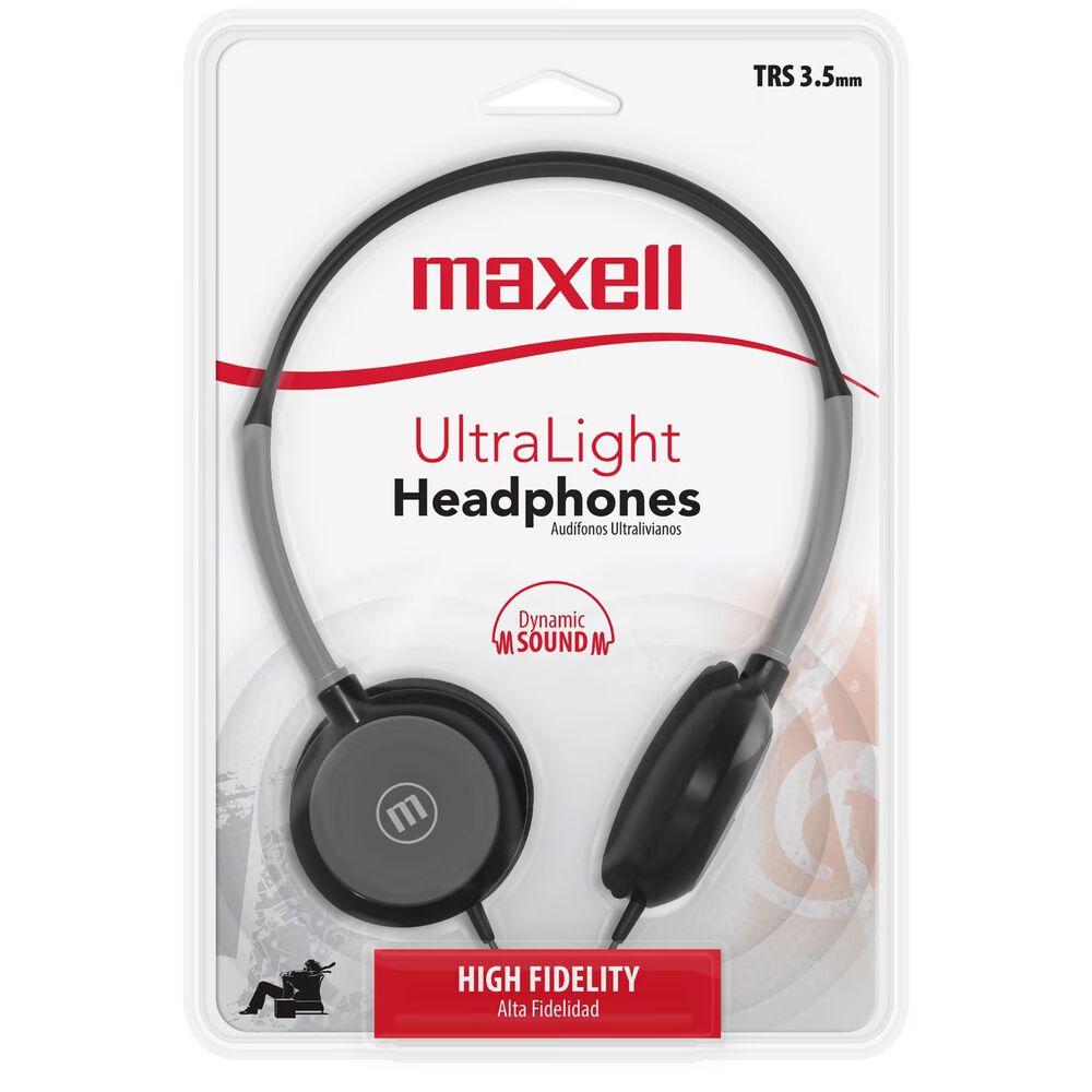 Audifonos Hp-200 Maxell Dynamic Ultralight Headphones Trss Color Negro image number 1.0