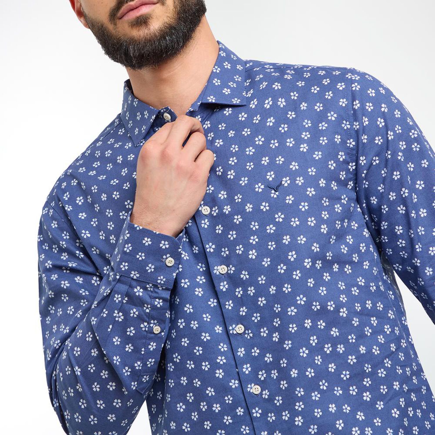 Camisa Lino Slim Fit Manga Larga Hombre Az Black image number 4.0