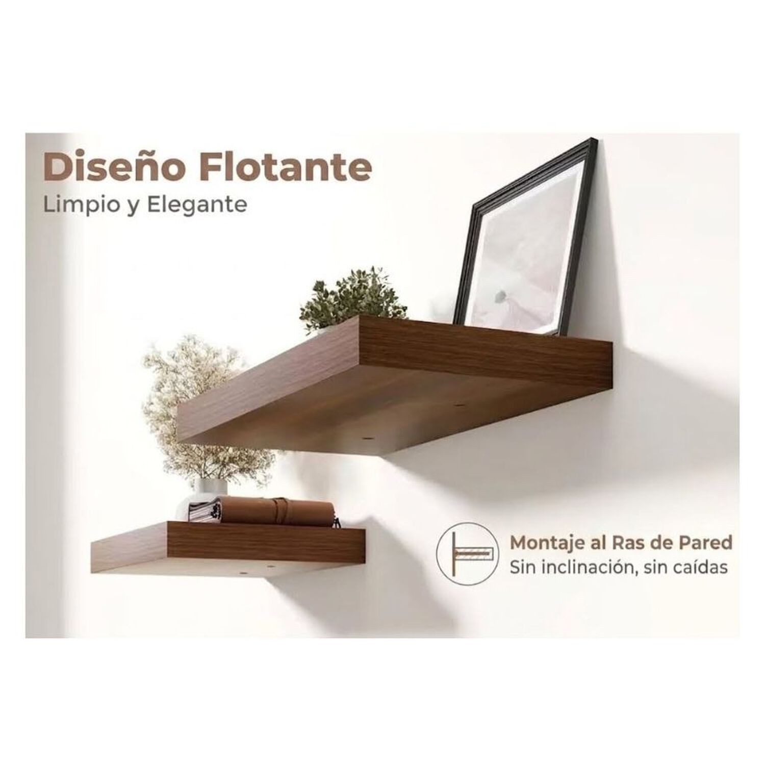 Repisa Flotante Minimalista Madera Caoba 40cm image number 3.0