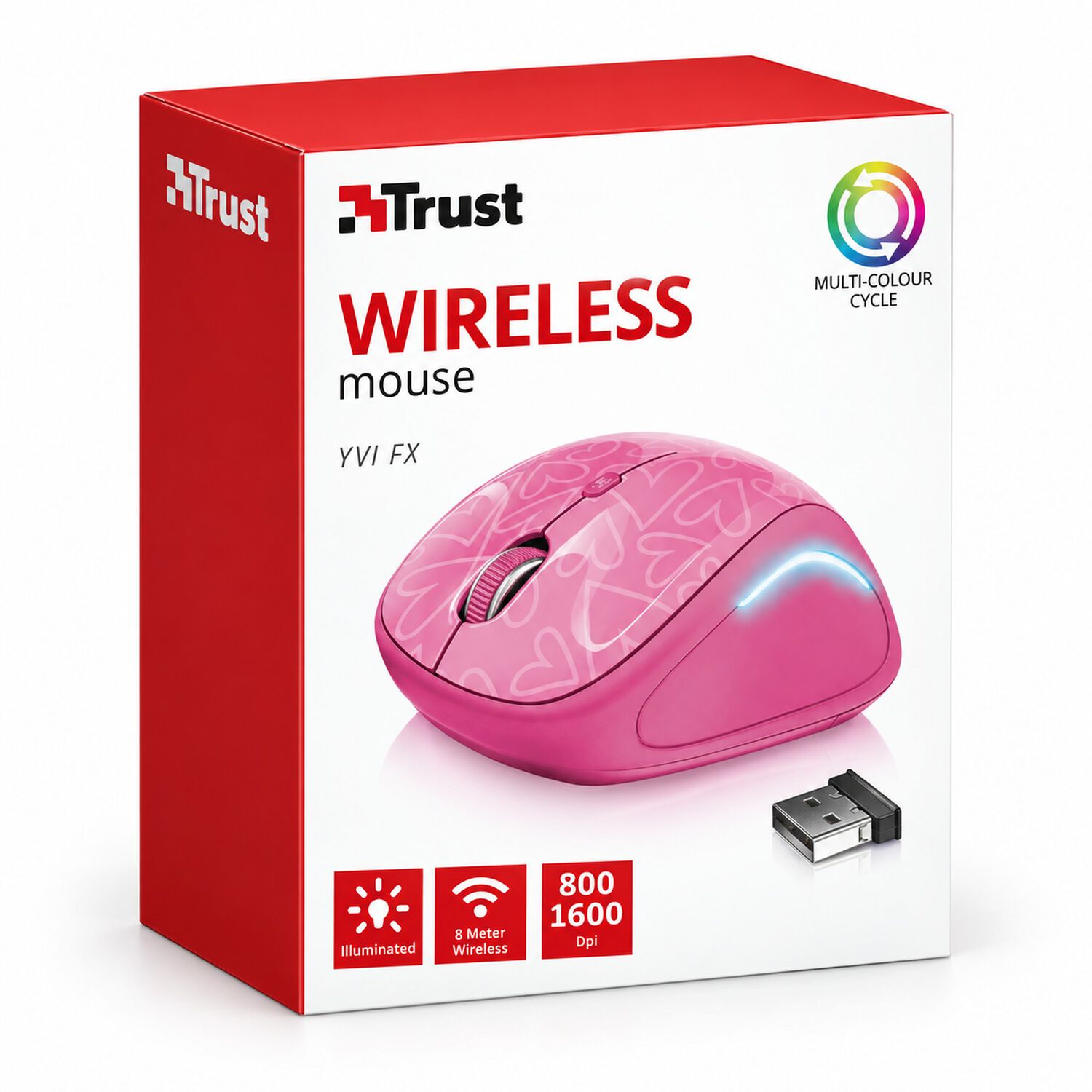 Mouse Inal&aacute;mbrico Trust Yvi 22336 Rosado Led Multicolor image number 7.0