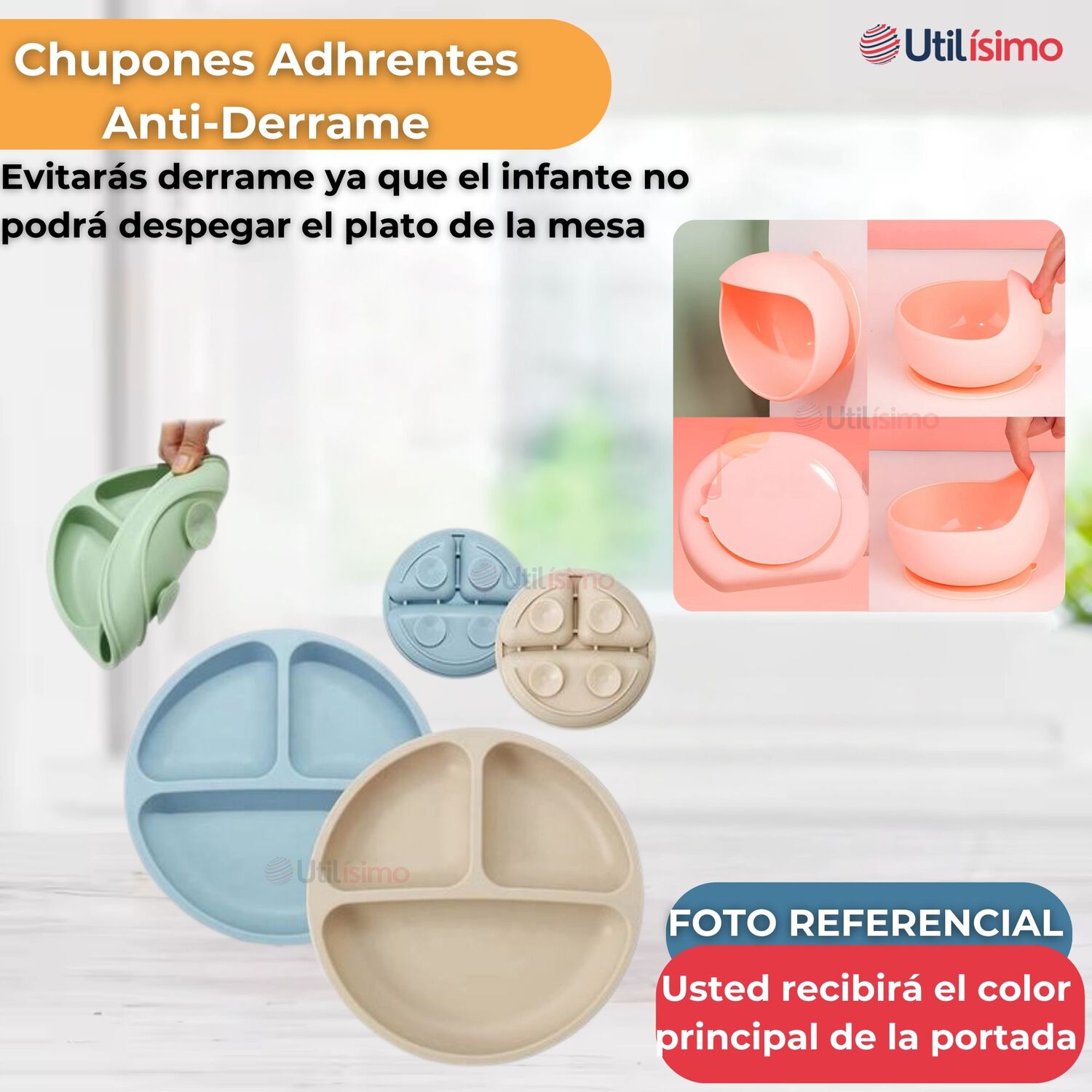Set De Alimentaci&oacute;n Beb&eacute; Silicona De Formas 6 Piezas Libre Bpa Color Beige image number 8.0