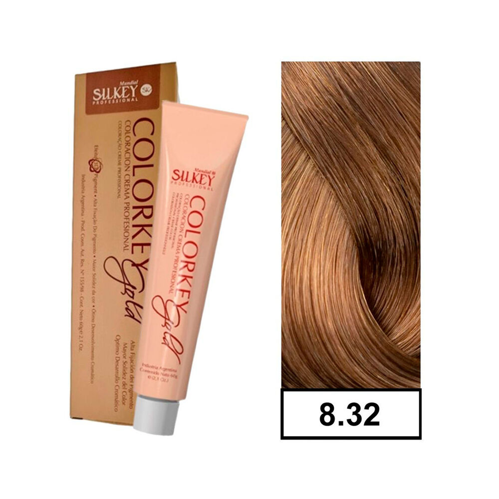 Colorkey Gold - Tintura Permanente Efecto 3d Pigment 60gr + Oxidante - 8.32 Rubio Claro Dorado Nacarado image number 0.0