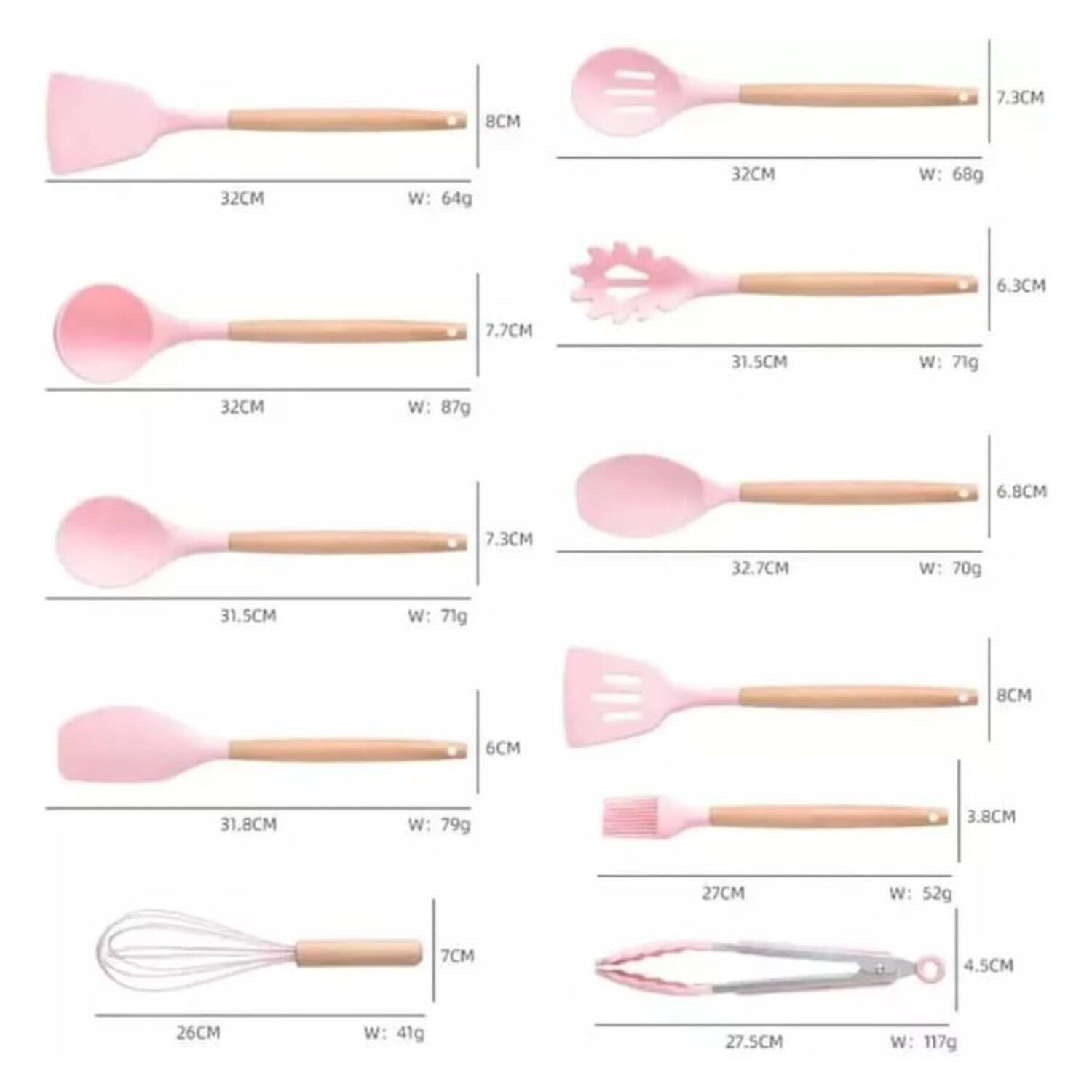Set 19 Utensilios Juego De Cocina Silicona Antiadherentes Rosado image number 2.0