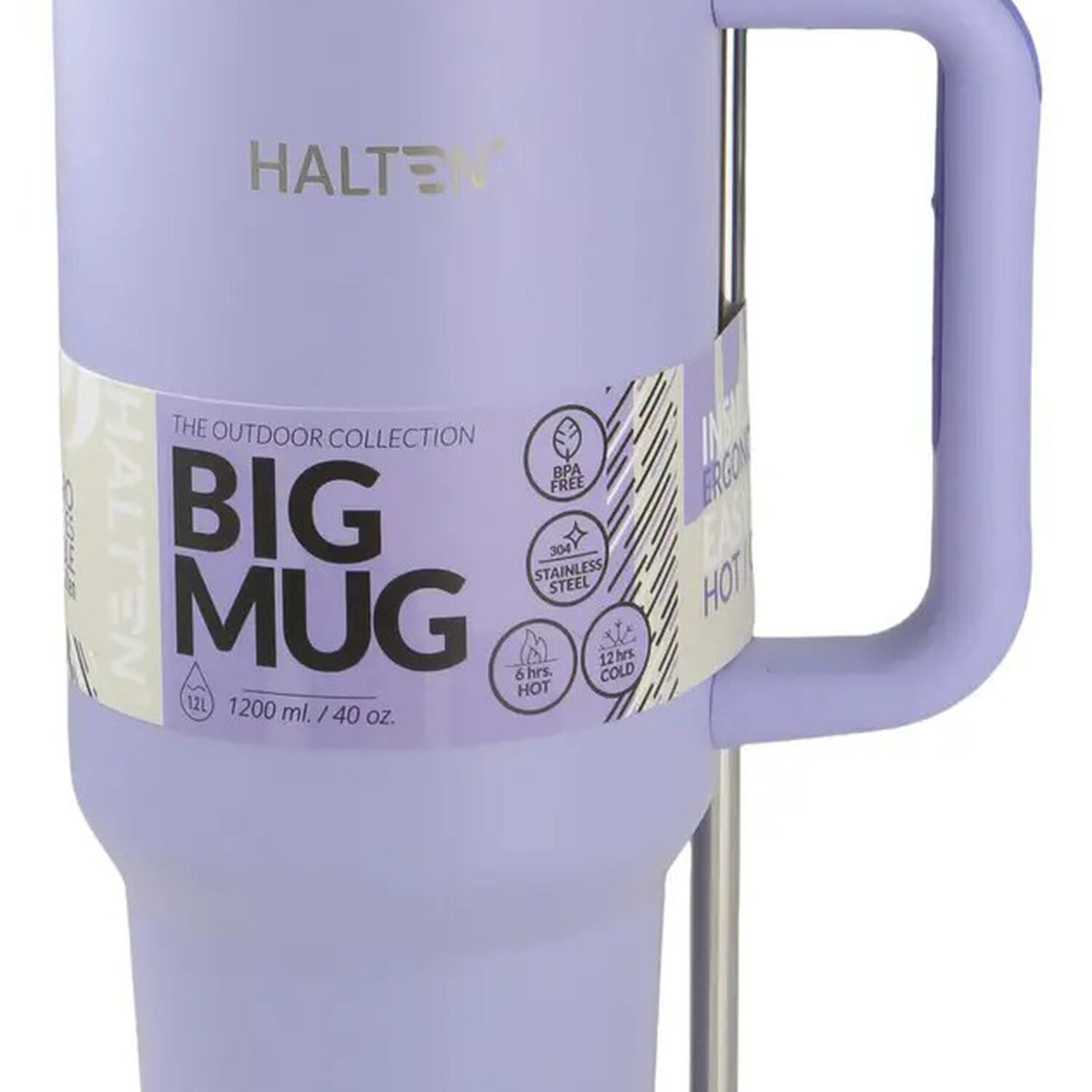 Termo Big Mug 1.2 Litros Acero Inoxidable Con Sorbete Marca Halten Color Morado image number 4.0